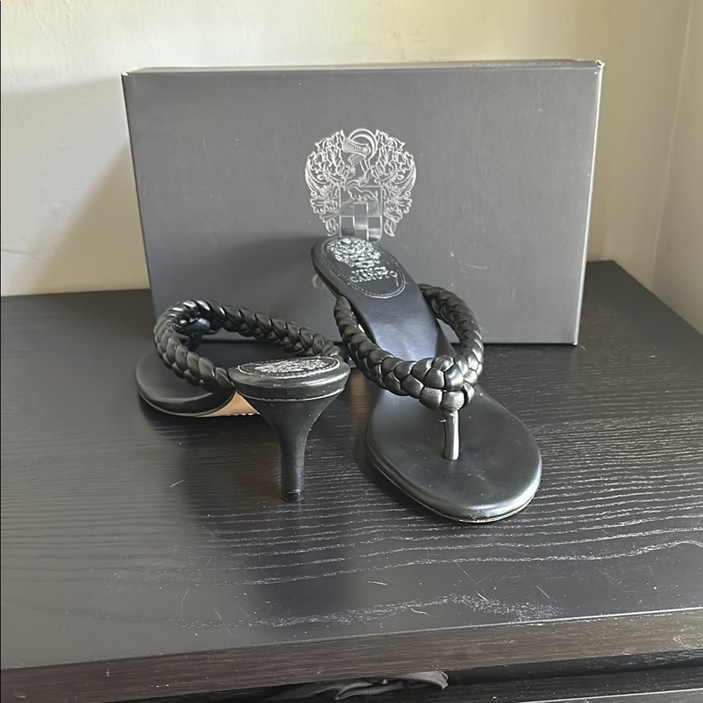 Vince Camuto Ladeinela Black Braided Women's Heeled Sandals Size 9